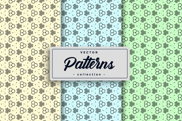 Aufkleber - Hand drawn geometric simple seamless pattern set, Abstract minimalist random textile symbol pattern, Collection of swatches seamless pattern vector background