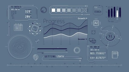 Wall Mural - Animation of infographics about getting geolocation data on alpha channel.