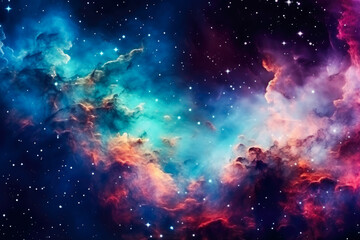 Colorful space galaxy cloud nebula. Universe science astronomy. Supernova background wallpaper, starry night