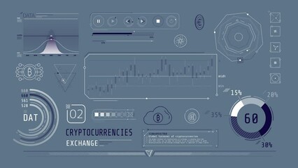 Wall Mural - animation of infographics about cryptocurrencies exchange on alpha channel.