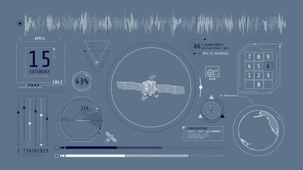 Wall Mural - animation of infographics about receiving satellite data on alpha channel.