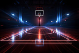 Fototapeta  - Basketball Court Hologram Lights Futuristic Technology