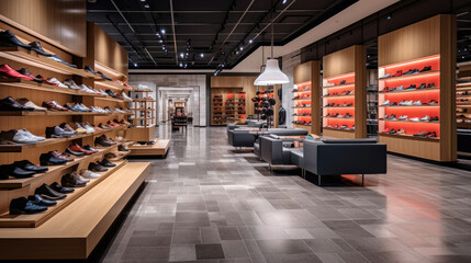 Wall Mural - Modern and trendy shoe shop interior