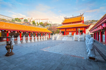 Sticker - Nagasaki, Japan - Nov 28 2022: Confucius Shrine (Koshi-byo) built in 1893 by Nagasaki's Chinese community dedicated to the revered Chinese philosopher Confucius in Japan