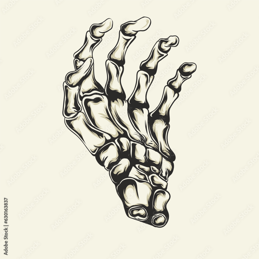 Skelton Hand Hand Drawing Vector Illustration Black And White Isolated Logo Images
