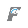 © Sevis - Logo of letter F + speedometer, modern industrial logo