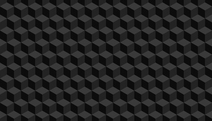 3d cube art seamless pattern in black colors. Vector illustration of background art