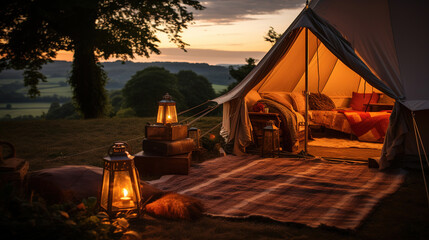 Wall Mural - Camping. Luxury glamorous camping. Glamping in the beautiful countryside.