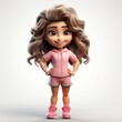 little girl 3d character standing wearing pink dress