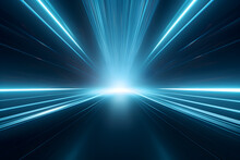 Abstract Modern Blue Background Science, Futuristic, Energy Technology Concept. Digital Image Of Light Rays, Stripes Lines With Blue Light, Speed And Motion Blur Over Dark Blue Background, AI Generate