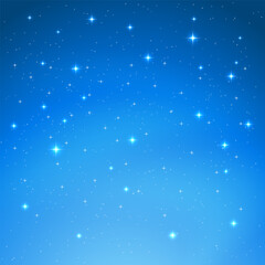 Wall Mural - night sky blue background with stars and light, vector illustration
