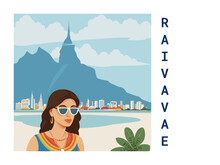Square Flat Design Tourism Poster With A Cityscape Illustration Of Raivavae (French Polynesia)