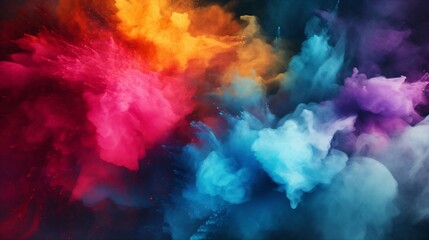 Poster - Generative AI : Abstract coloured powder explosion background, various colours
