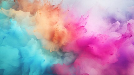 Poster - Generative AI : Abstract pastel colored powder explosion isolated on black background. High resolution texture
