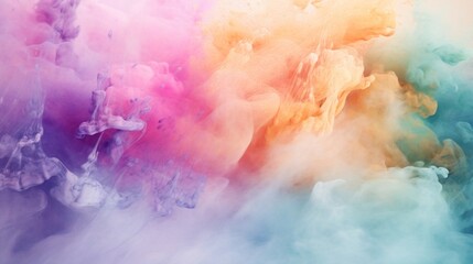 Poster - Generative AI : Abstract pastel colored powder explosion isolated on black background. High resolution texture