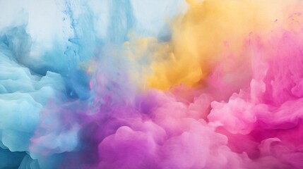 Poster - Generative AI : Abstract pastel colored powder explosion isolated on black background. High resolution texture