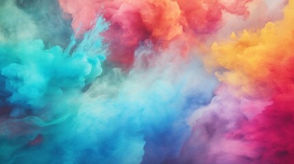 Poster - Generative AI : Abstract pastel colored powder explosion isolated on black background. High resolution texture