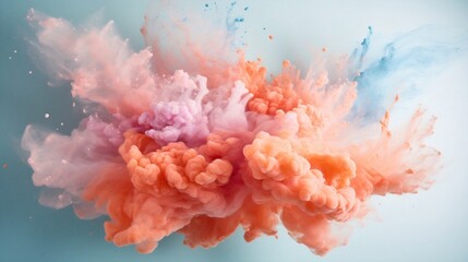 Poster - Generative AI : Launched colorful powder, isolated on white background