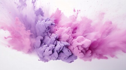 Poster - Generative AI : abstract powder splatted background. Colorful powder explosion on white background. Colored cloud. Colorful dust explode. Paint Holi.