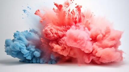 Poster - Generative AI : Launched colorful powder, isolated on white background