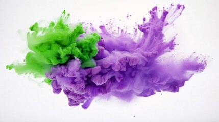 Poster - Generative AI : Explosion of vibrant Soft Violet and Light Green powder. Freeze motion of color powder exploding. Illustration