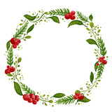 Fototapeta  - Christmas Decorations, Christmas Wreath, Santa Claus, gift box set, Christmas tree, Snowman watercolor, Christmas sock
