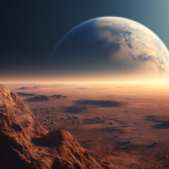 Wall Mural - a profound view of earth as seen from mars beautifully encapsulating the vastness of our cosmic scal