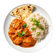 Chicken Tikka Masala British Cuisine On White Plate On Isolated Transparent Background, Png