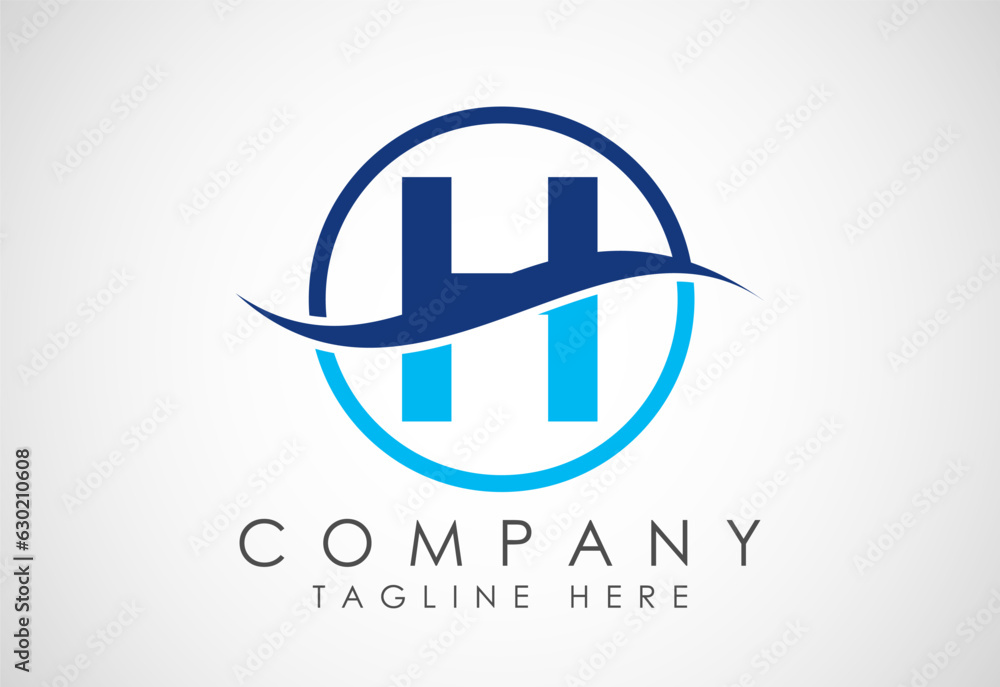 Initial H alphabet with swoosh or ocean wave logo design. Graphic ...