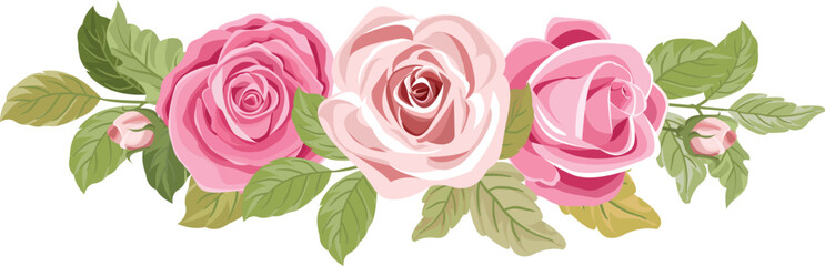 clipart of a bouquet of pink roses and leaves