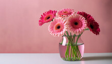 Beautiful Pink Gerbera Flowers In A Vase