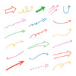 シンプルな手書きの矢印セット（カラフル）
Simple handwritten arrow set (colorful)