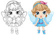 Cute Fairy Girl Outline for Coloring