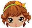 Adorable Girl Head Cartoon Character