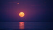 Super moon full moon rising above Irish Sea with reflection