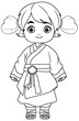 Colouring Page of Asian Cartoon Character
