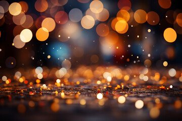 Leinwandbilder - bokeh effect New Year background with twinkling lights creating a dreamy and magical atmosphere.  Generative AI technology.