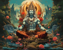 Massive Shiva By The Forest