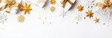 Fototapeta Panele - Top view of Christmas presents on white background 