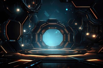 Wall Mural - Geometric technology background design. Generative AI