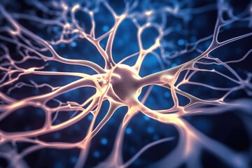 Poster - Inside the brain and human body, Concept of neurons and nervous system, Human nerverti cale cell.