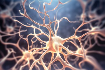 Poster - Inside the brain and human body, Concept of neurons and nervous system, Human nerverti cale cell.
