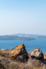 Wall Mural - Santorini coastal landscape with caldera in background