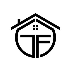 house logo design in the shape of the letters g and f