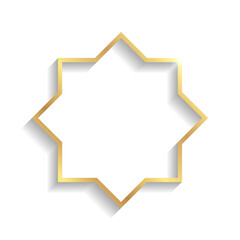 Sticker - Golden star frame with shadows and highlights isolated on a transparent background.