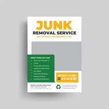 Junk Removal Service Agency Flyer Template. Garbage, Waste Removal Poster Leaflet Template. Yard Junk Waste Removal Flyer Poster Leaflet Design