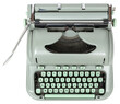 © Formatoriginal - Retro vintage green typewriter isolated on transparent background. Top view