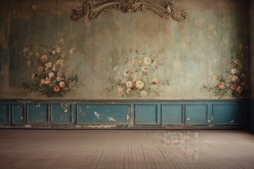 Wall Mural - dark interior room with luxury wallpaper.