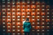 Navigating knowledge: An individual browsing through a library card catalogue, embarking on the adventure of finding the right book