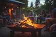 © aboutmomentsimages - Social grill party concept with bonfire, partying and stories. Close up of fire, eating and people